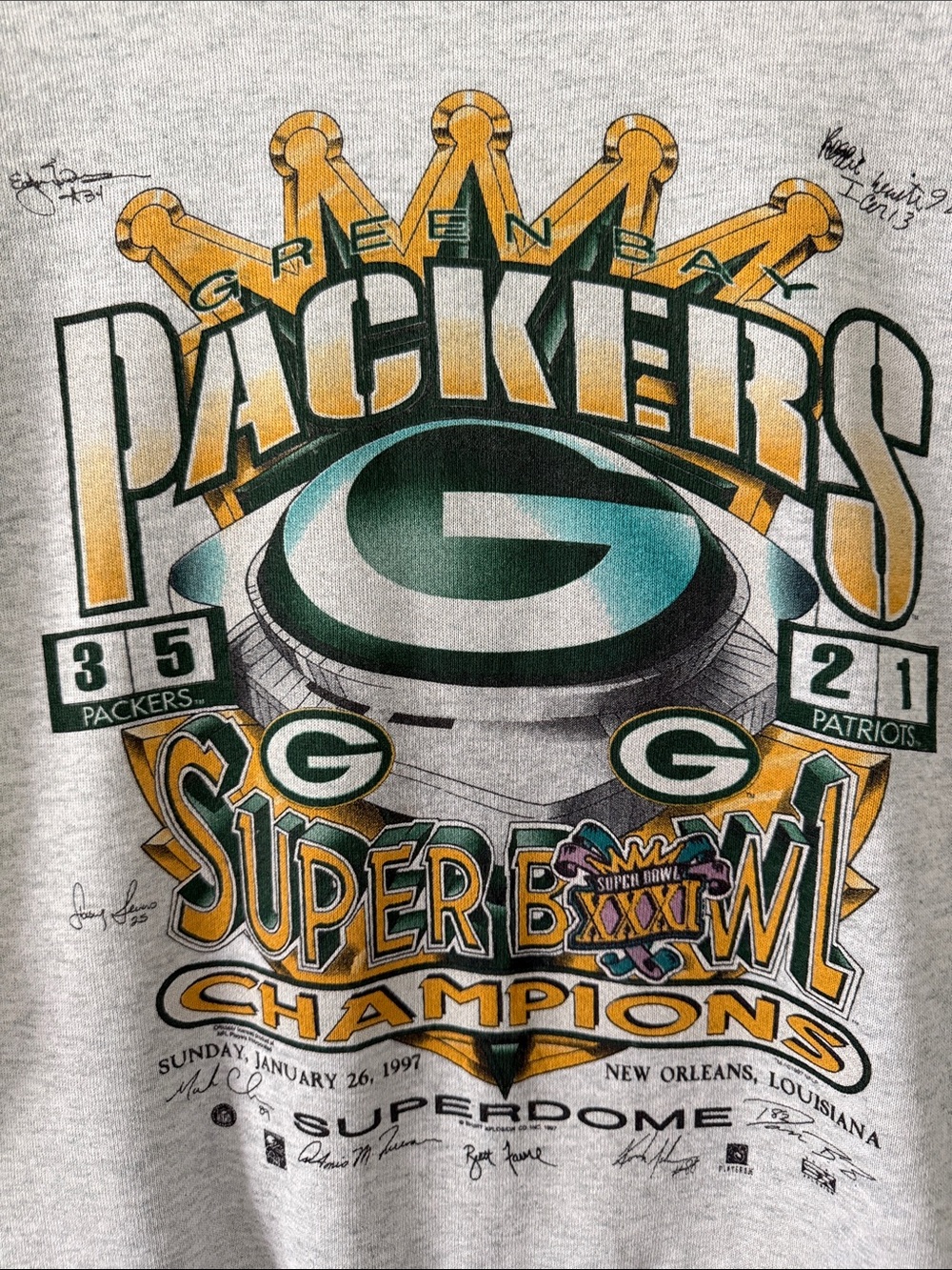 Vintage 1997 Green Bay Packers Super Bowl Champions Sweatshirt Sz L - Picture 4 of 5